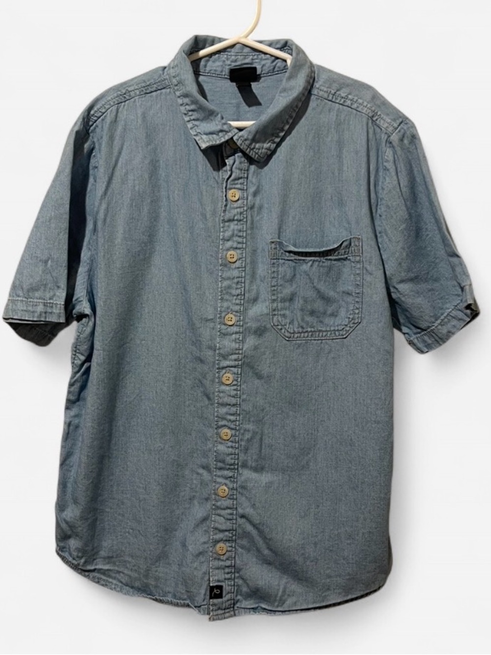Boys Art Class Short-Sleeve Denim Button-Down Shirt - Light Blue
